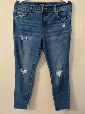 d. jeans Blue Distressed Ankle Skinny Jeans